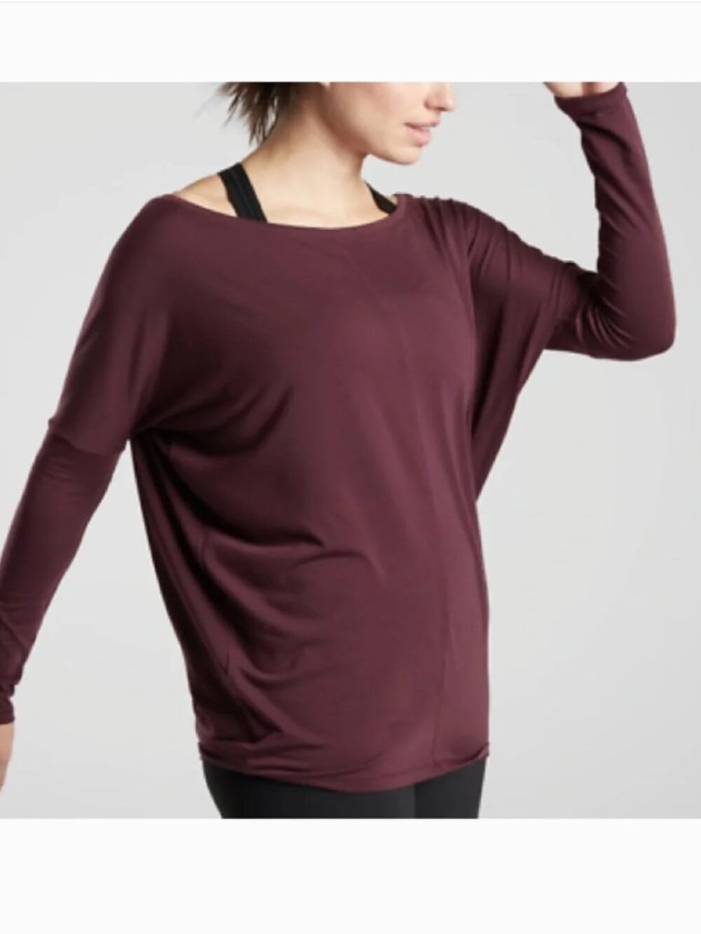 ATHLETA Essence Flow Burgundy Dolman Top L Large